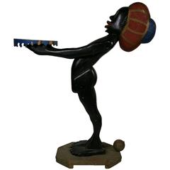 Monumental 1920s Folk Art Silent Butler Sculpture, Black Americana 1