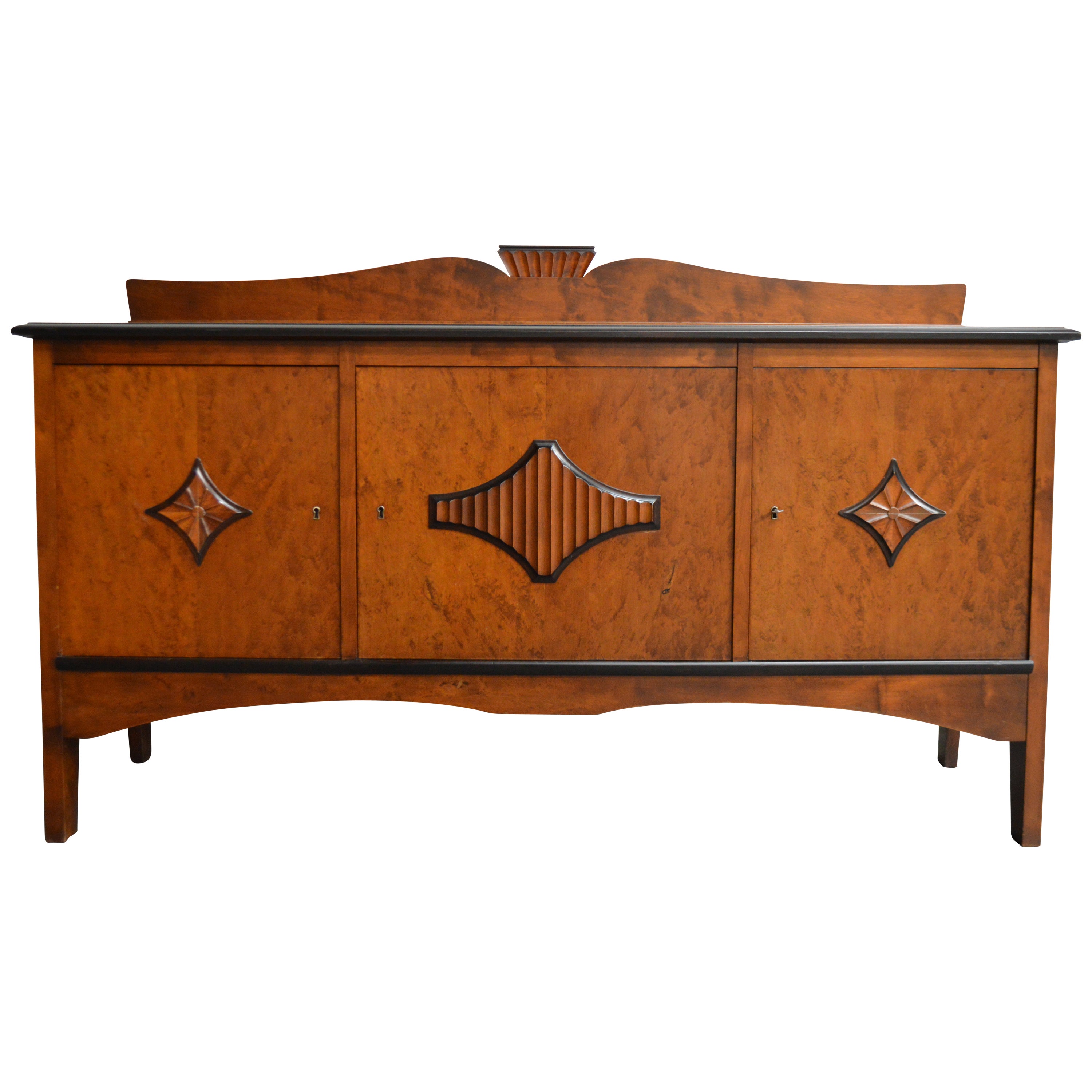 Mid Century Sideboard Buffet with Brass Handles at 1stDibs