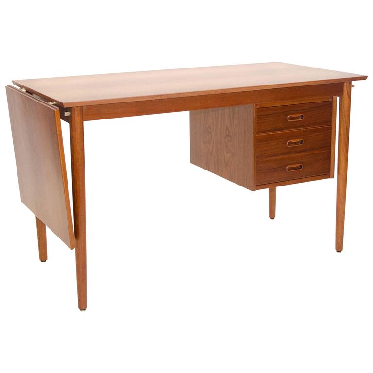 Danish Teak Desk With Sliding Drawers By Arne Vodder At 1stdibs