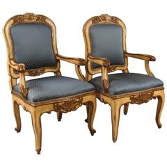 Pair of Italian Rococo Cream and Gilt Armchairs, 18th Century 6