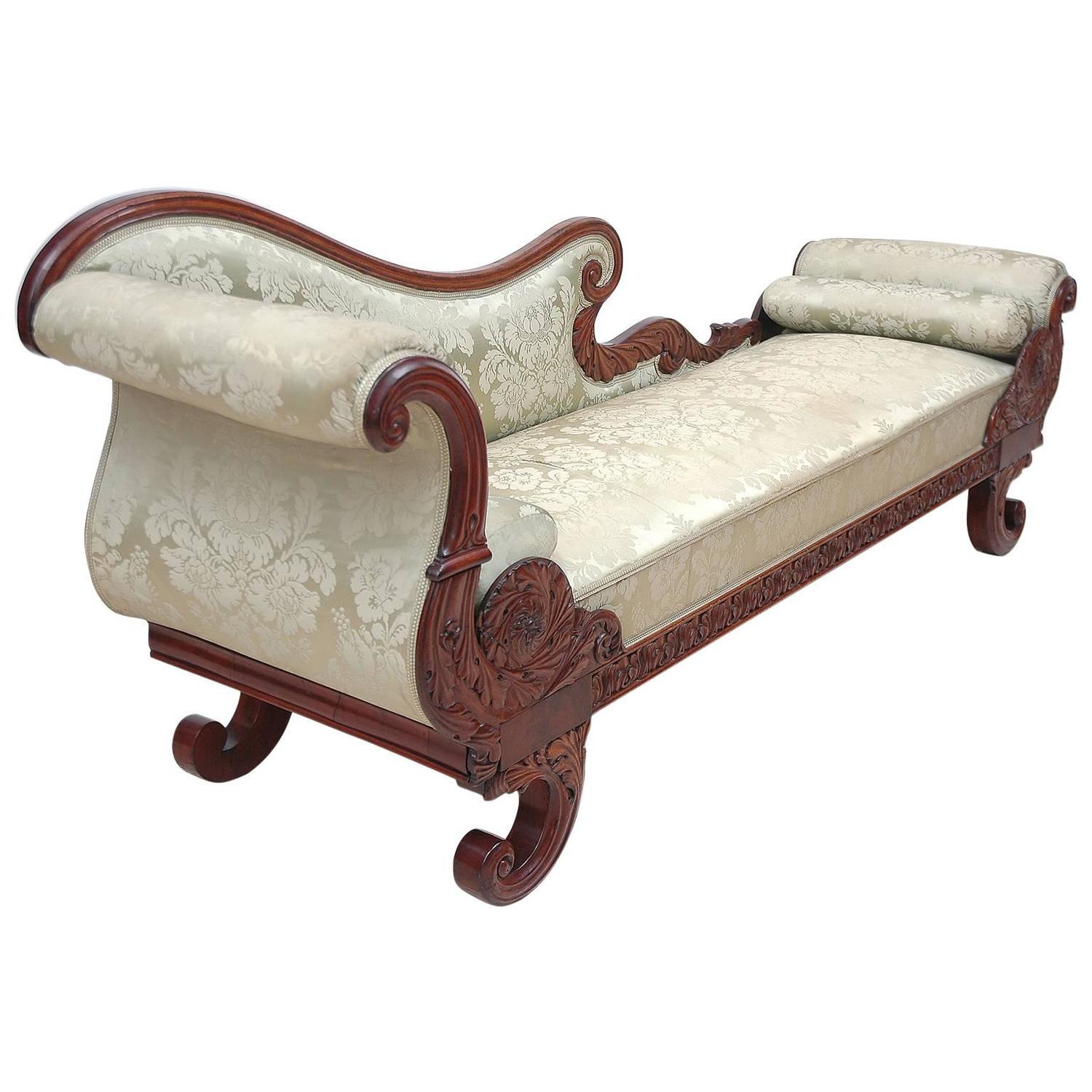 19th Century Empire Recamier Or Fainting Couch In Mahogany With