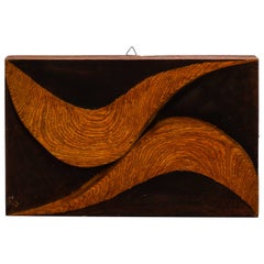 Carved Wood Plaque with Double Swirl by Artist Flaviano Laghi