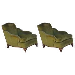 Pair of Deep French 1940s Louis XV Style French Bergeres