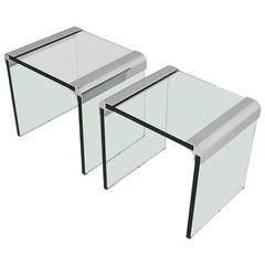 Pair of Pace Chrome and Glass Side Tables 4