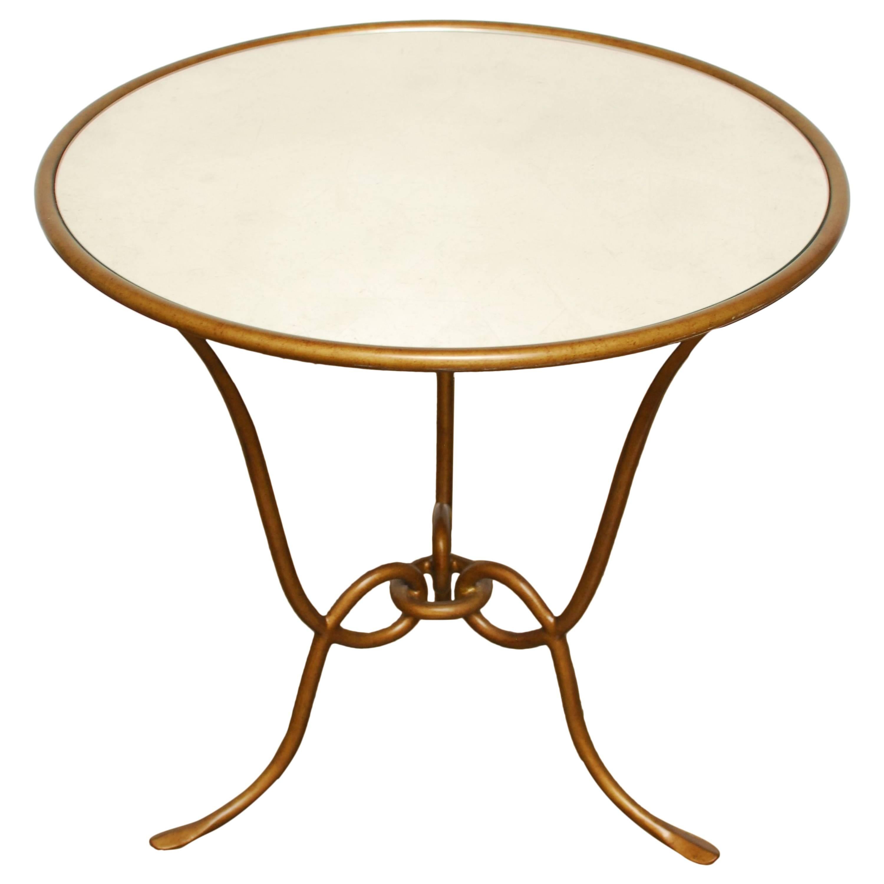 Rene Drouet Style Round Gilded Iron Table