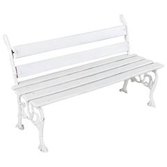 Antique 19th Century French White Cast Iron Faux Bois Motif Park Bench