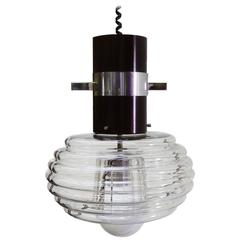 Murano Glass and Chrome Pendant Lamp