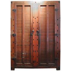 Vintage Large Rustic Wood Storage Cabinet