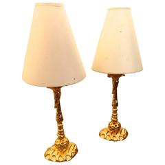 Pair of Gilt Bronze Lamps by Fondica 