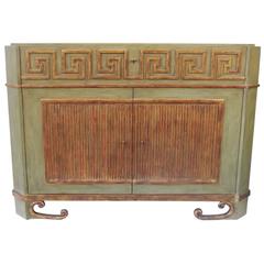 Painted Decorator Greek Key Commode by Therien Studio