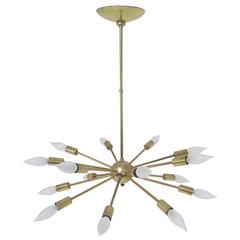 Original Sputnik Chandelier Light Fixture in Brass with Sixteen Arms