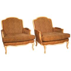 Pair of Leopard French Bergere Chairs