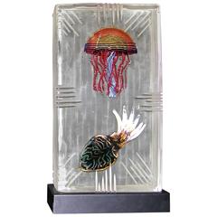 Vintage Silvano Signoretto Aquarium Glass Lighted Sculpture