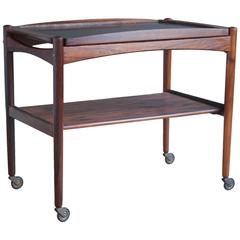 Danish Rosewood Bar Cart in the Style of Arne Vodder