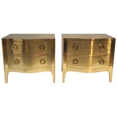 Pair of Brass Covered Nightstands Dressers