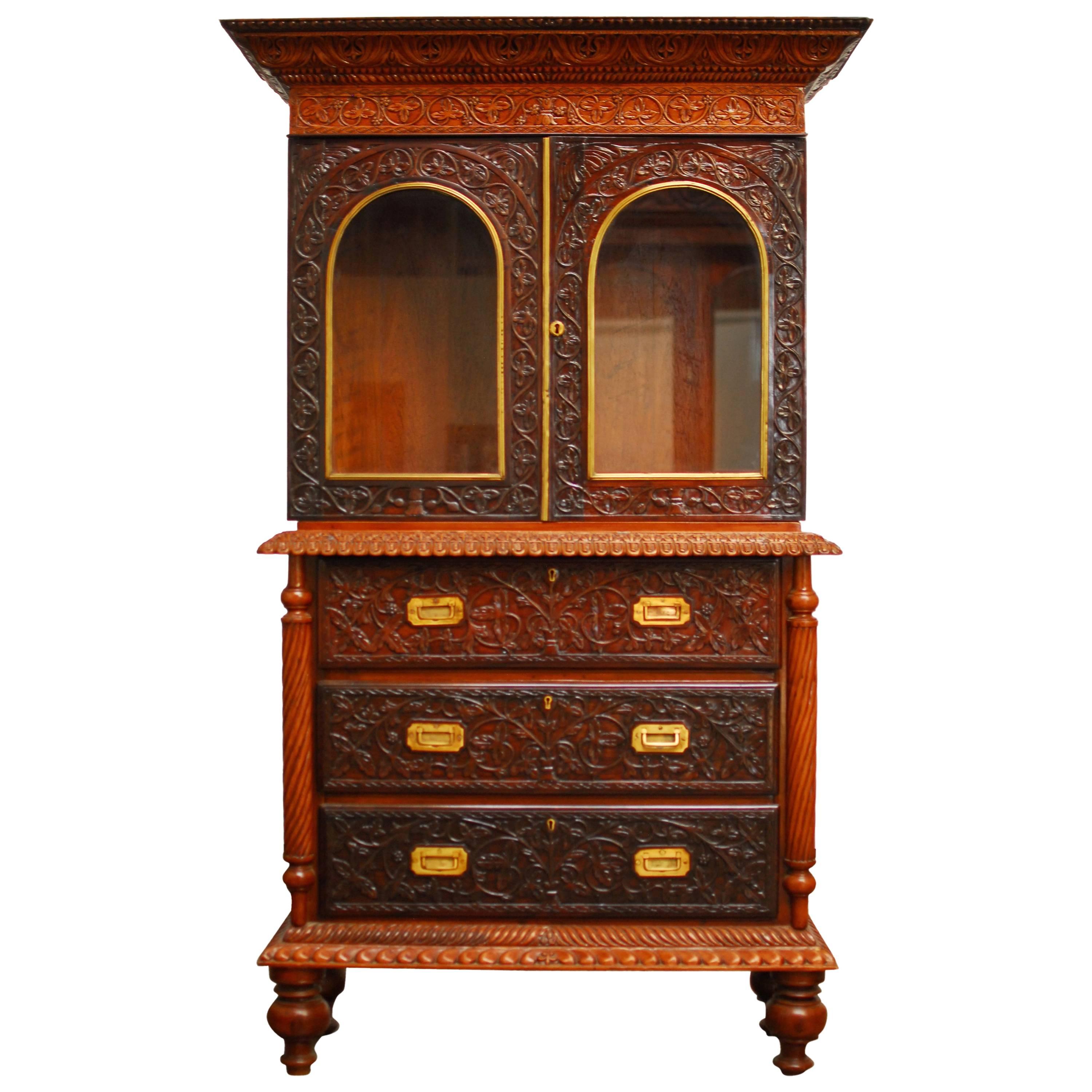 British Colonial Rosewood Library Cabinet