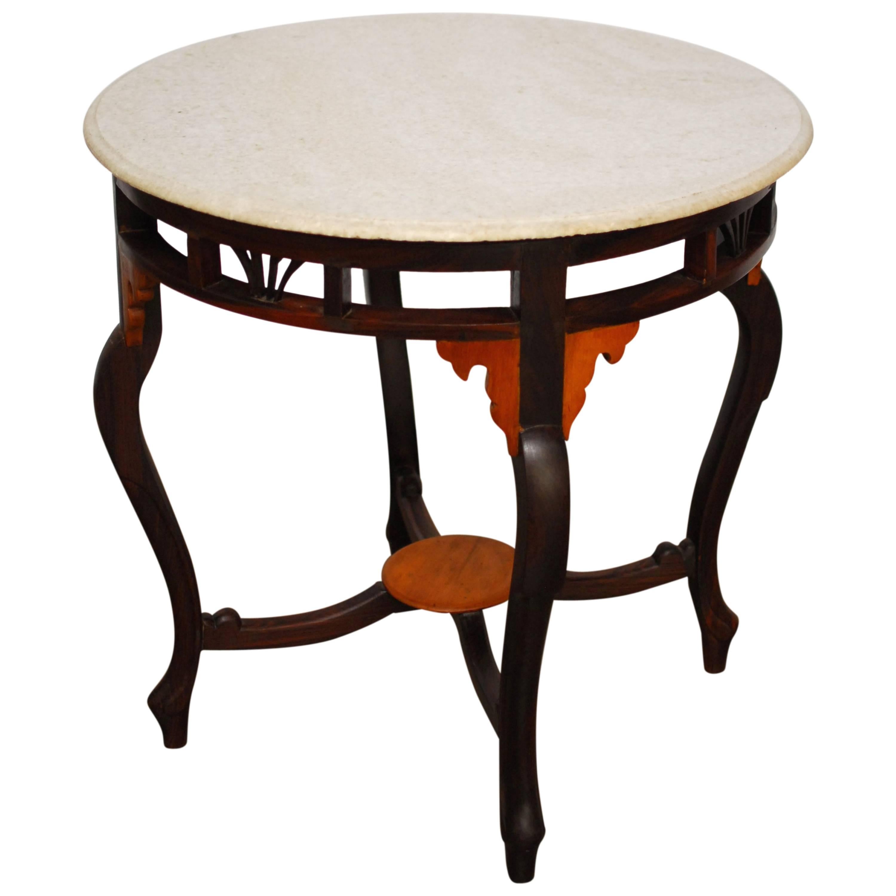 Art Nouveau Style Marble Top Round Table