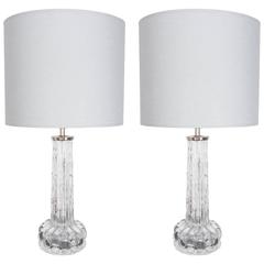 Orrefors Crystal Lamps with Gray Shades 