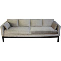 Midcentury Silk Velvet Sofa in the Manner of Dunbar