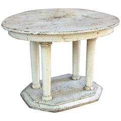 New England Center Table, Original White Paint, Early 20th Century New England Center Table, Original White Paint, Early 20th Century