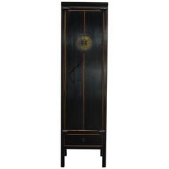 Chinese Tall Black Lacquer Cabinet