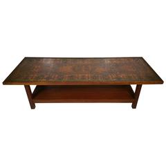 Danish Rosewood Coffee Table with Textured Copper Top