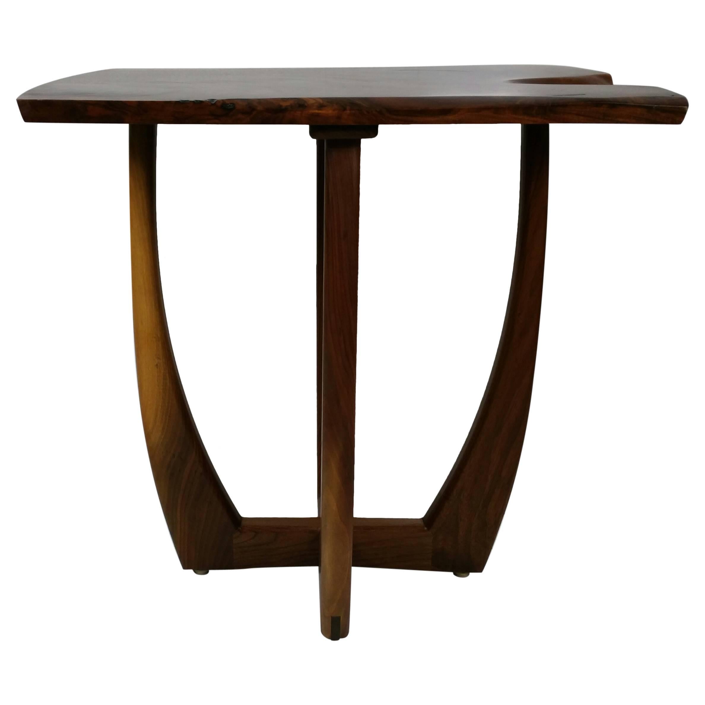 Modernist Free Edge Figured Walnut Table by Griff Logan For Sale