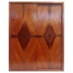 Studio Craft Parquetry Hanging Cabinet, circa Late 1940s