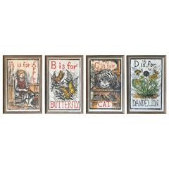A to Z Full Alphabet Framed Collection of Woodcut Prints by Mary Azarian