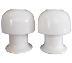 Pair of Murano All-Glass Mushroom Lamps