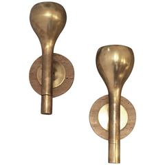 Pair of American Brass Wall Sconces