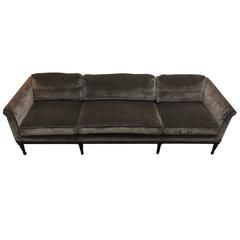 Mid-Century Modern Sofa with Donghia Cut Velvet Upholstery