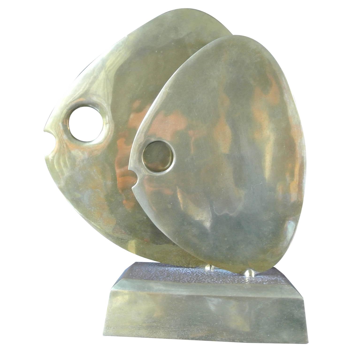 Abstract Brass Fish Sculpture by Hattakitkosol Somchai For Sale at 1stdibs