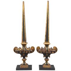 Pair of 18th Century French Painted and Parcel-Gilt Spires
