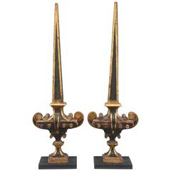 Pair of 18th Century French Painted and Parcel-Gilt Spires