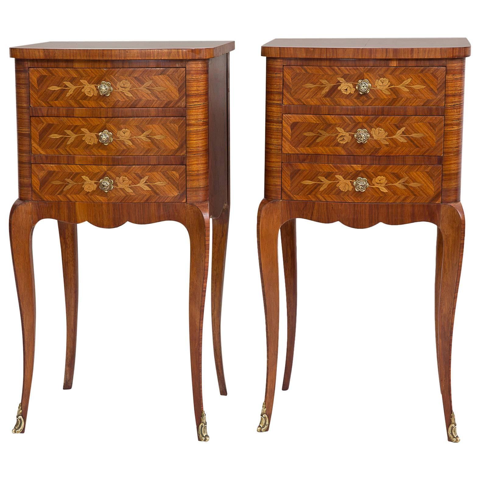 Pair of Louis XV Style Nightstands For Sale