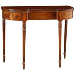 American Sheraton D-Form Game Table in Mahogany with Reeded Legs, circa 1815