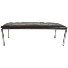 1970s Leather and Chrome Bench or Coffee Table