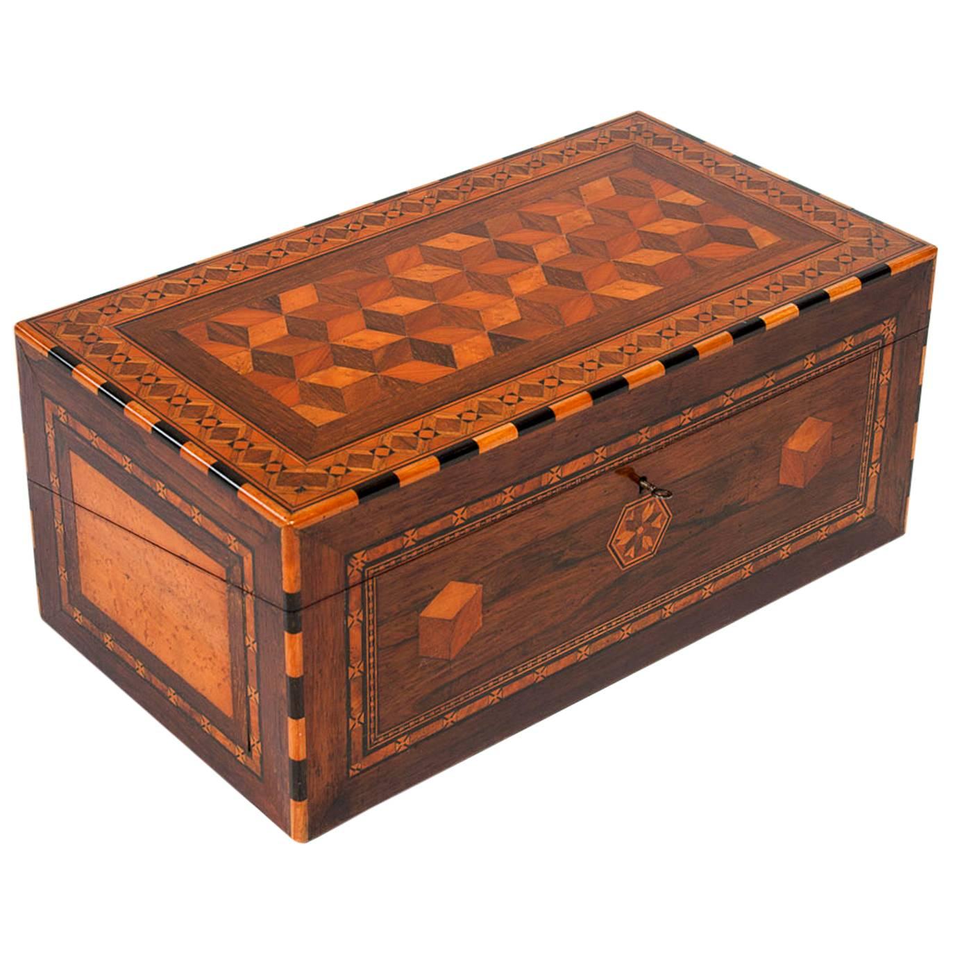 Exceptional 19th Century Geometric Parquetry Writing Slope