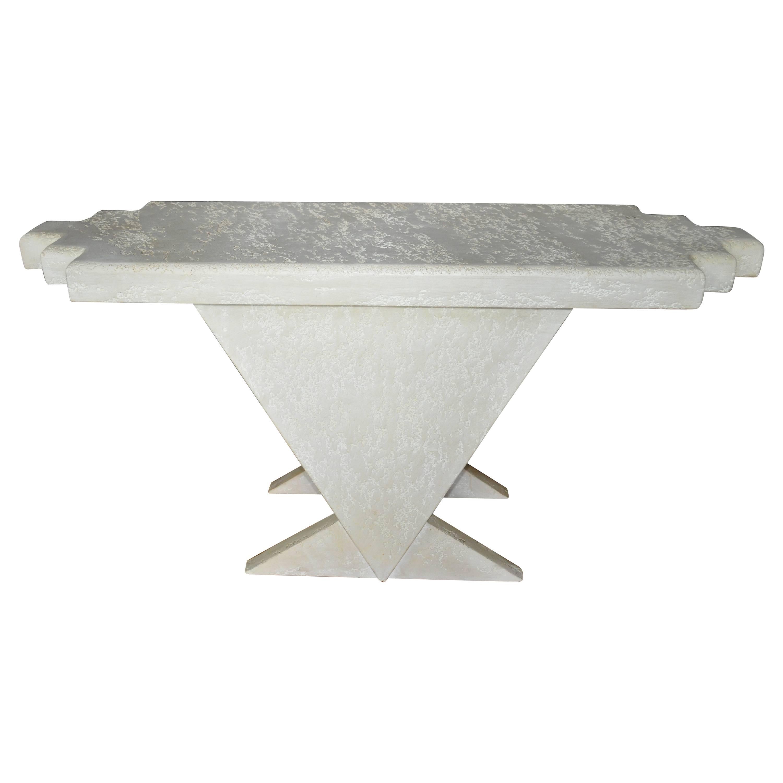 Geometric Memphis Style Plaster Console Table  For Sale