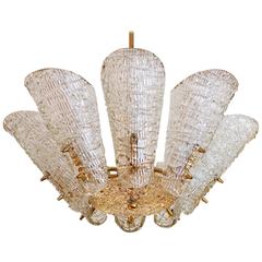 Original Kalmar Ice Glass Chandelier from 1950s 4