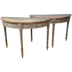 Large Pair of Painted Louis XVI Style Console Tables