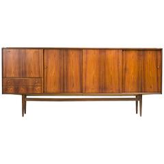 Large Rosewood Credenza by Fristho with Carrara Marble Shelves