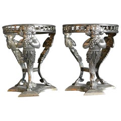 Antique Pair of Italian Silver Salts with Bachii