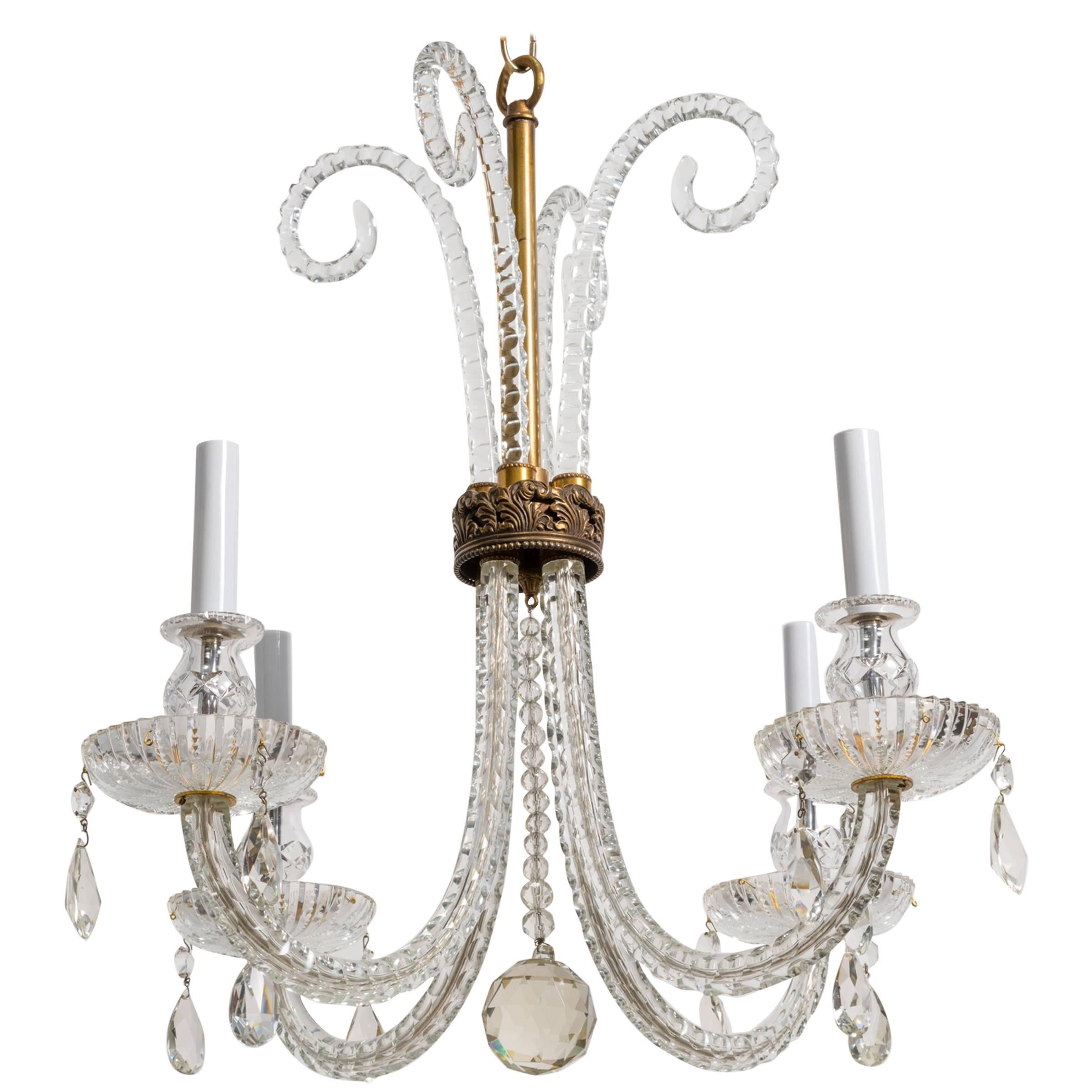 1930s Crystal Plume Chandelier For Sale