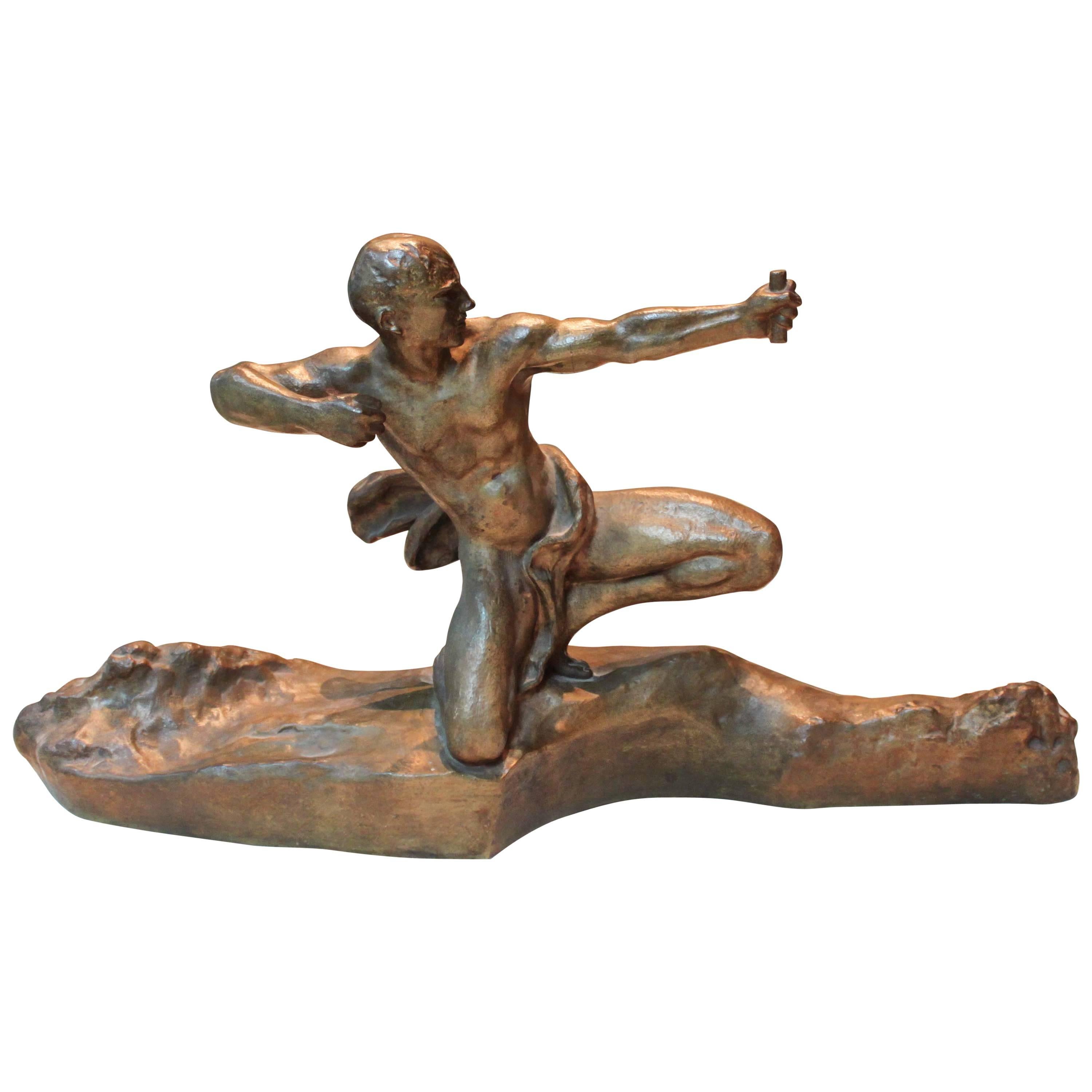 "Tireur d'Arc" Gilt Bronze by Amedeo Gennarelli For Sale