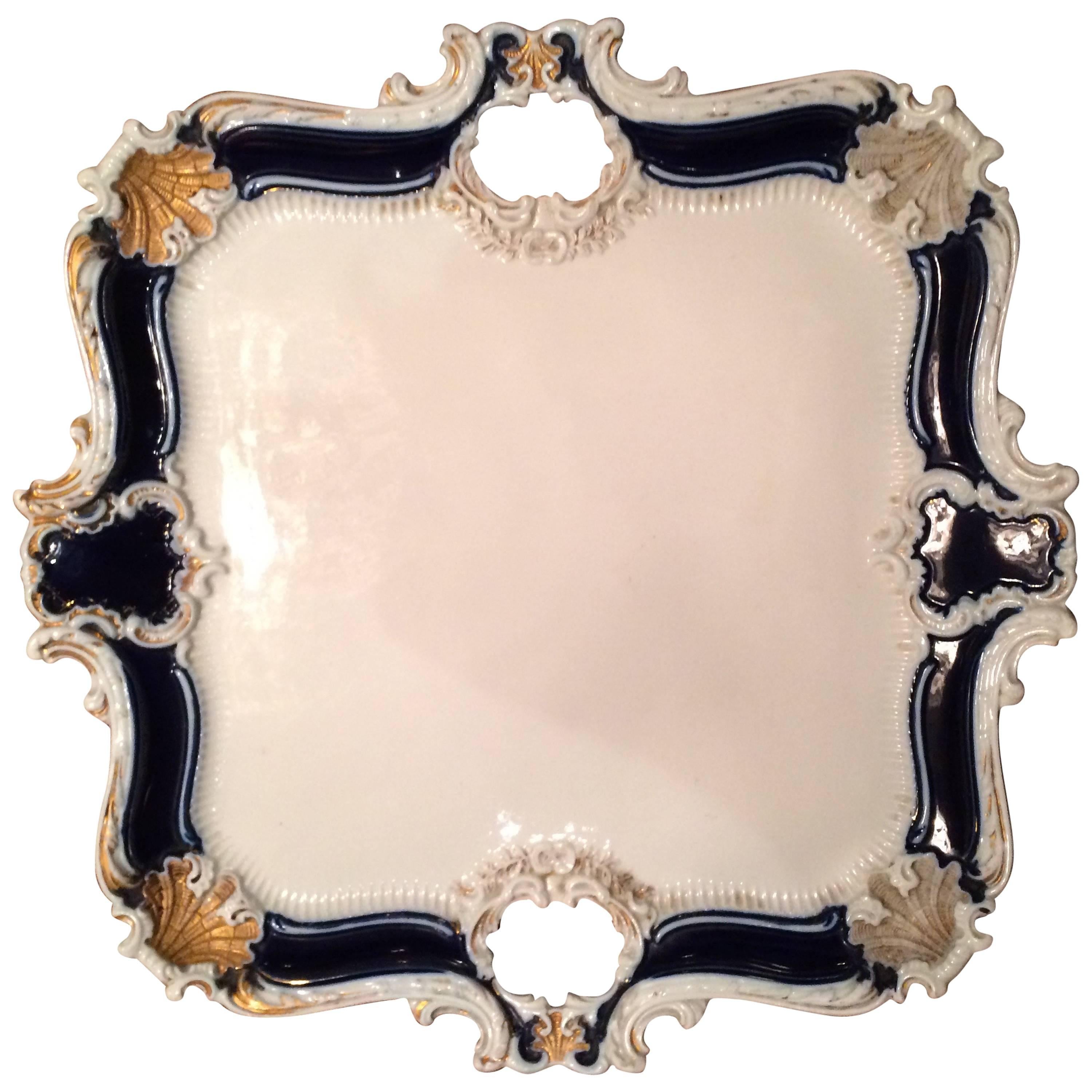 Square Porcelain Meissen Platter or Tray