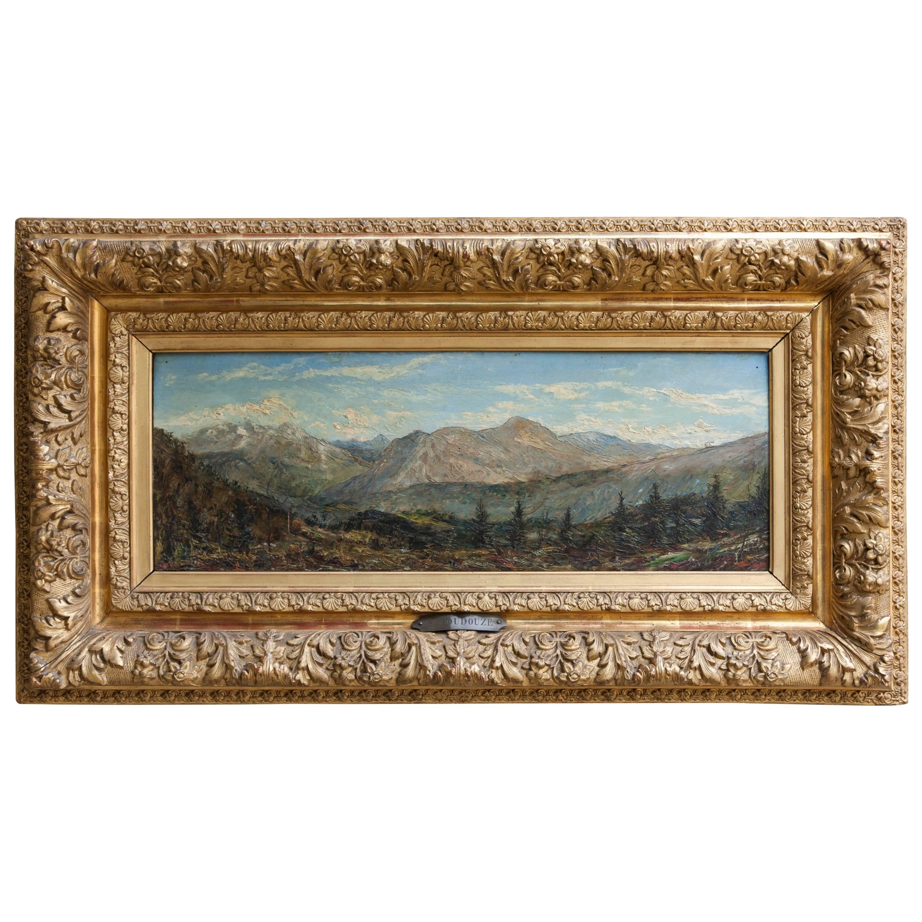 Signed Original 19th Century Landscape Oil Painting in Museum Frame by S. Toudou