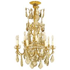 French 19th Century Crystal Cut and Gilt-Metal Chandelier