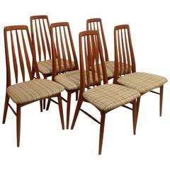 Niels Koefoed for Hornslet Set of Six "Eva" Teak Dining Chairs